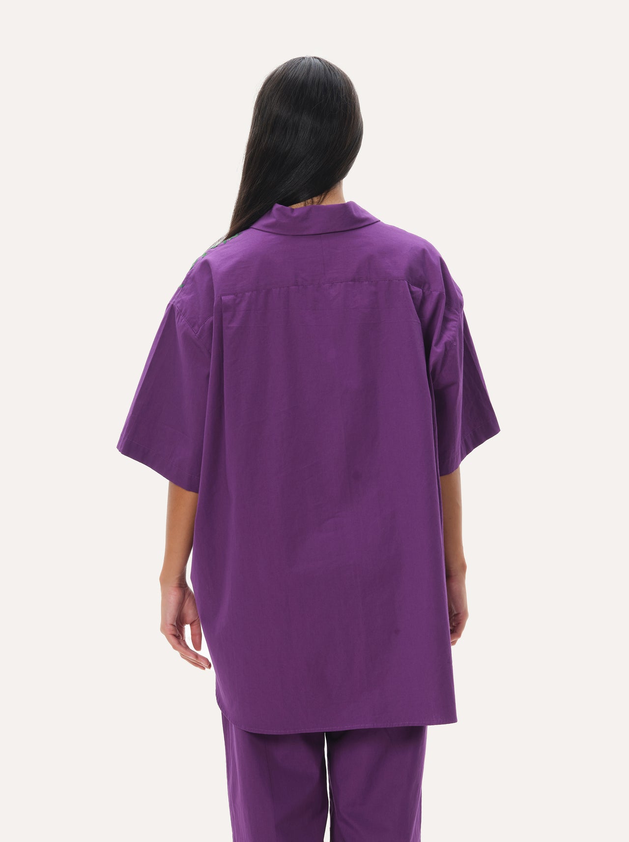 Embroidered boxy shirt - Grape